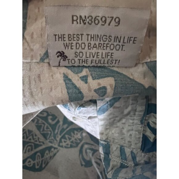 Go Barefoot Men Vintage Reverse Print Pullover Hawaiian Aloha Shirt Large Pocket - Picture 7 of 7